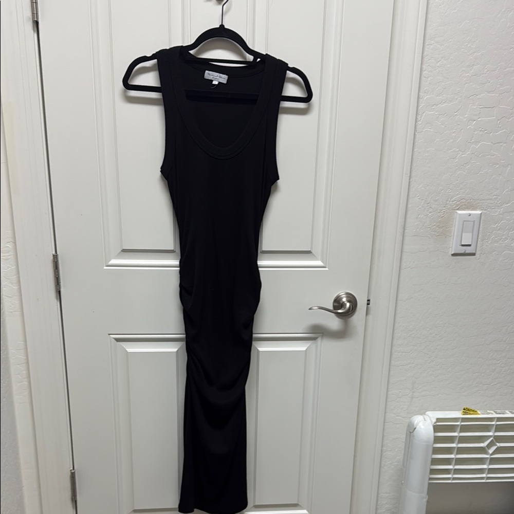 Michael Stars black ribbed tank dress with side ruching